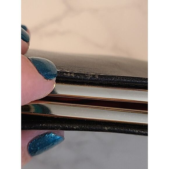 Hobo International Black Leather 13" X 5" Clutch Purse Wallet Gold Clasp EUC - Picture 12 of 13